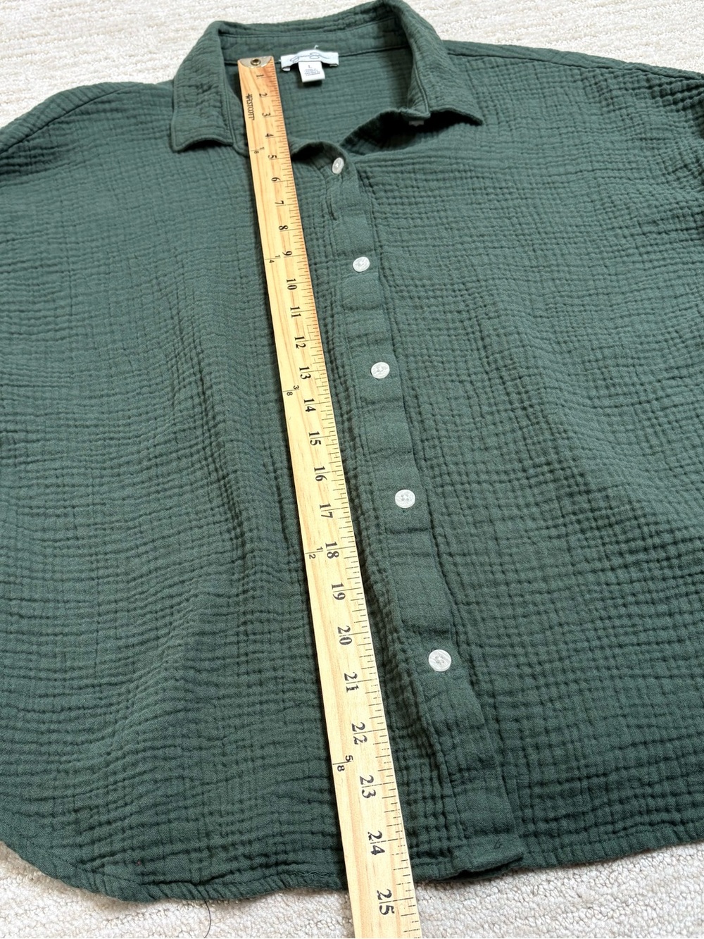 Jessica Simpson Cotton Gauze Short Sleeve Shirt Womens Size Large Forest Green - Picture 8 of 10